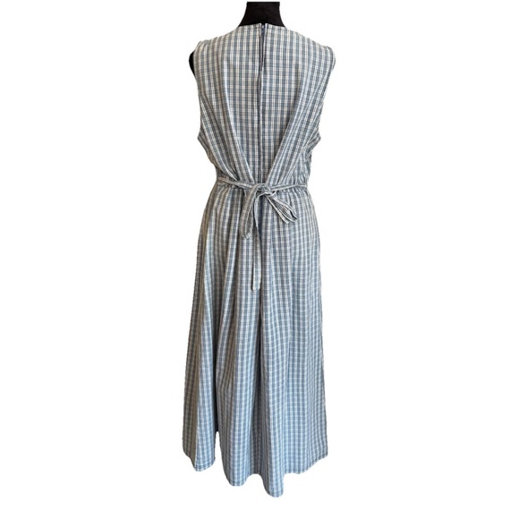 Casual Corner Blue White Plaid Cotton Dress Size 14 Cottagecore - Picture 6 of 11